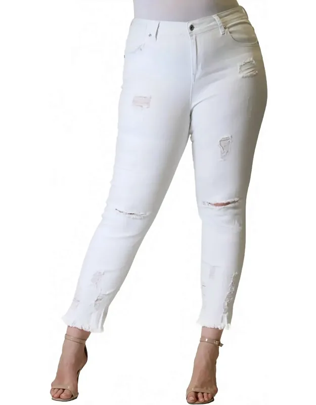 Frayed Distressed Crop Jeans
