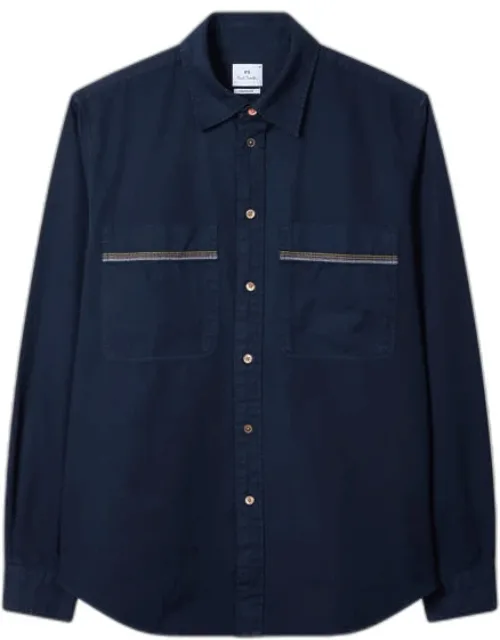 Cotton-twill Shirt With 'stitch Stripe' Embroidery