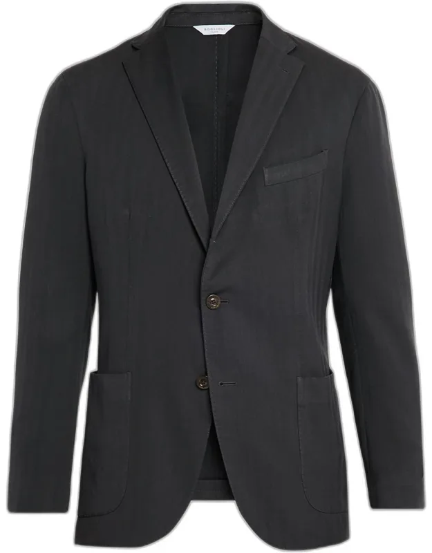 Herringbone Two-button Wool Jacket