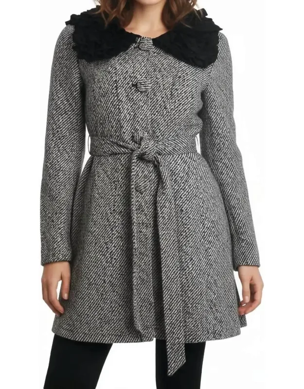 Flower Waist Tie Collar Jacket