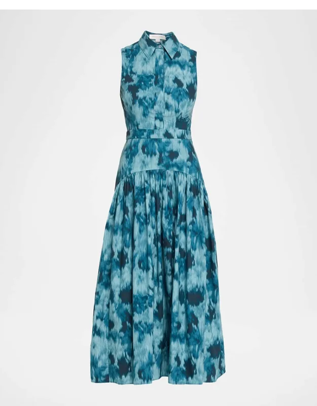 Sleeveless Abstract-print Midi Shirtdress