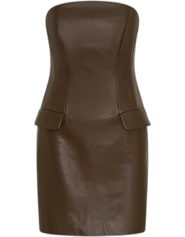 Strapless Vegan Leather Mini Dress