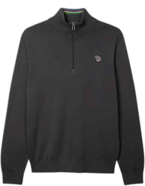 Organic Cotton Half Zip Zebra Logo Sweater