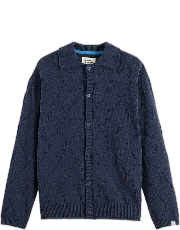 Openwork Knit Button-down Shirt