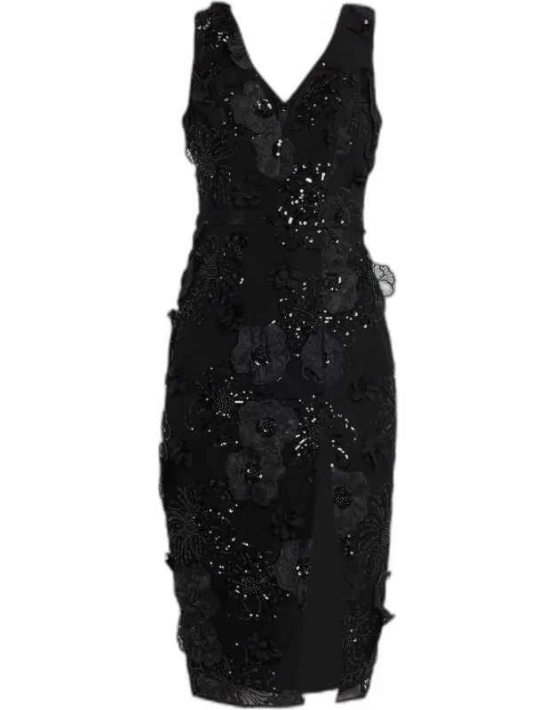 Floral Applique Midi Dress
