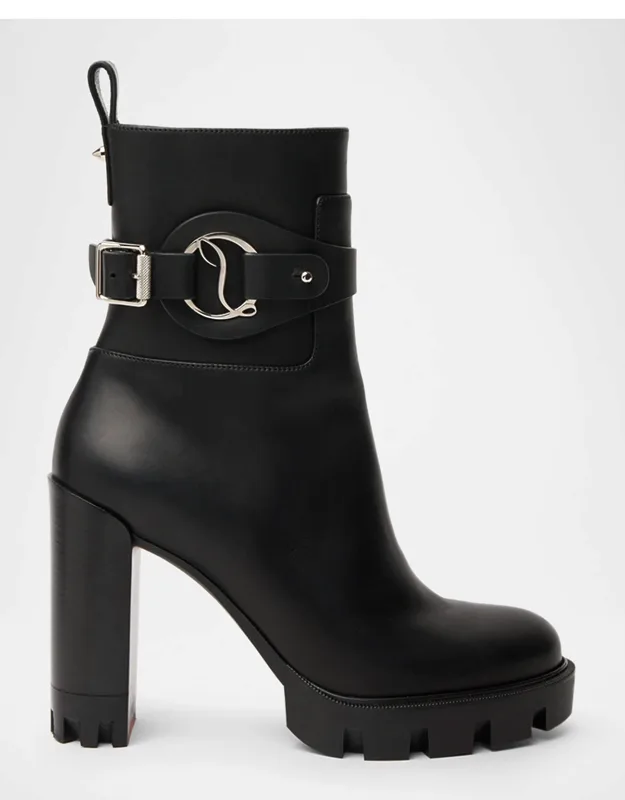 100mm Dianouchett Leather Red Lug Sole Ankle Boots