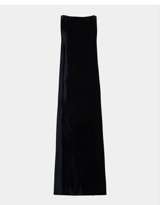Sleeveless V'd Back Velvet Maxi Dress