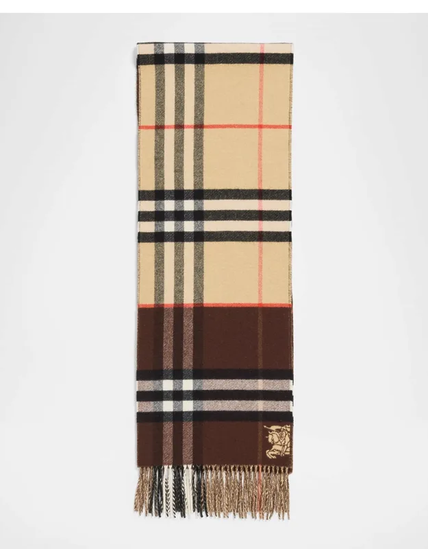 Contrast Check Double-faced Cashmere Scarf