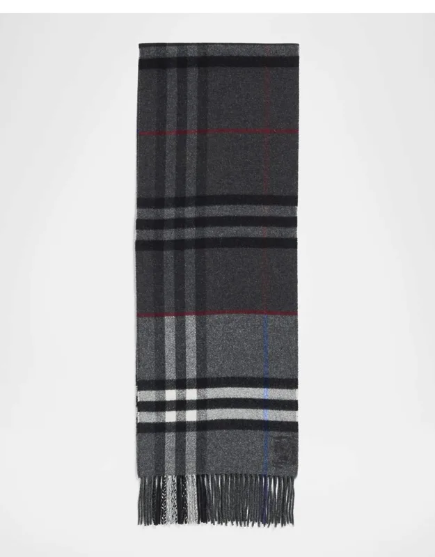Contrast Check Double-faced Cashmere Scarf