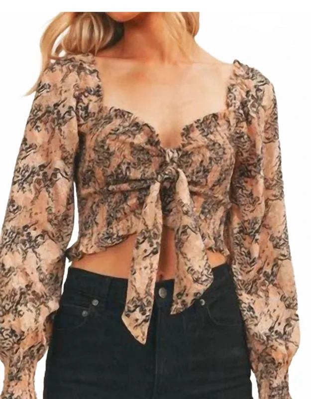 Smocked Tie Front Top