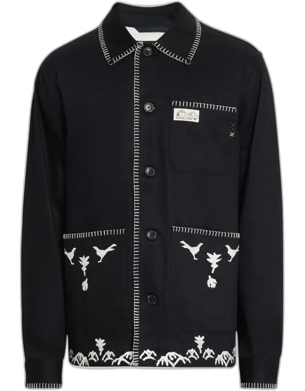 Embroidered Cotton-blend Worker Jacket