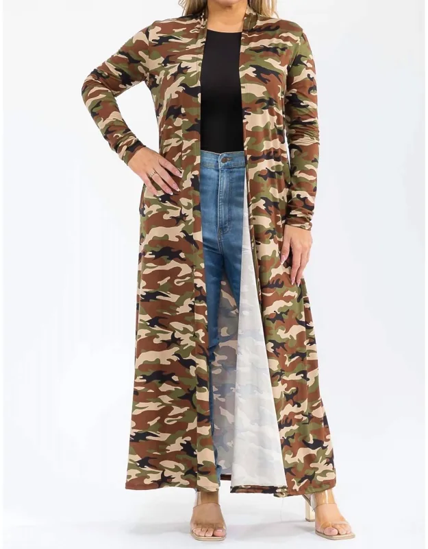 Long Sleeve Maxi Length Open Front Cardigan