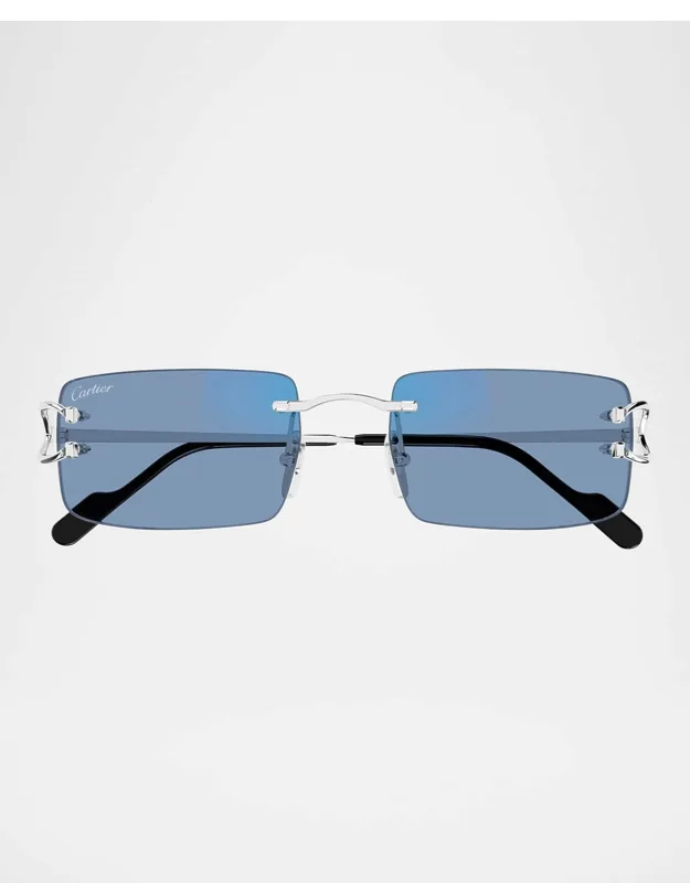 Rimless Metal C-hinge Rectangle Sunglasses With Adjustable Nose Pads And 100% Uva/uvb Protection