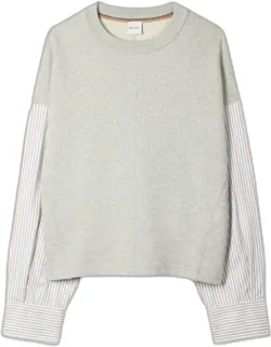 Sweatshirt With Striped Shirt Sleeves