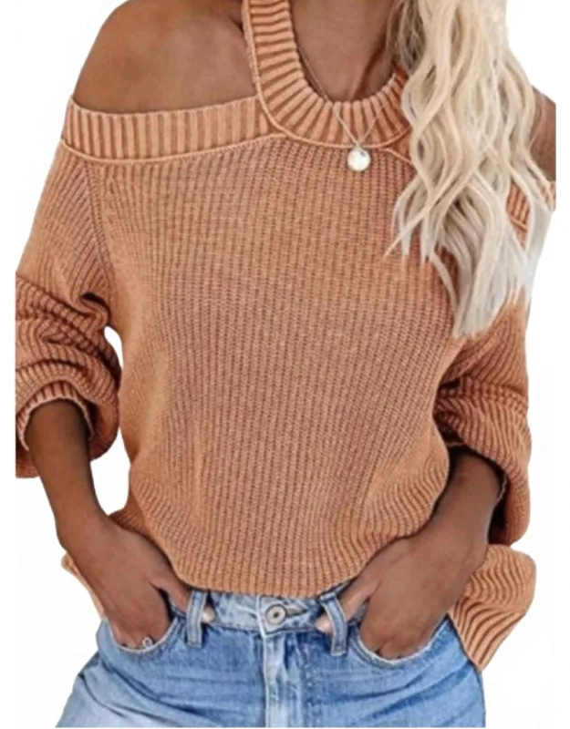 Off Shoulder Long Sleeve Knit Top