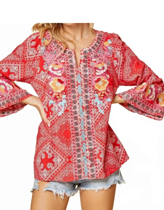 Embroidered Bandana Top