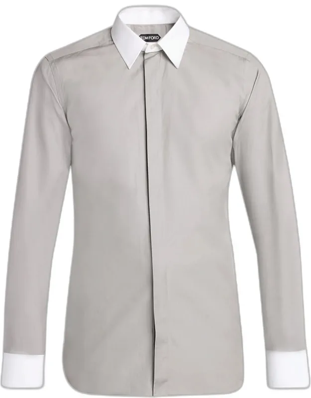 Poplin Contrast-trim Sport Shirt