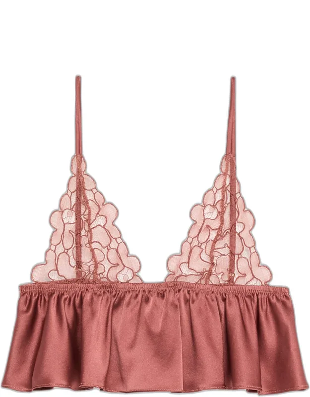 Amelie Silk Charmeuse Ruffle & Lace Soft Bra