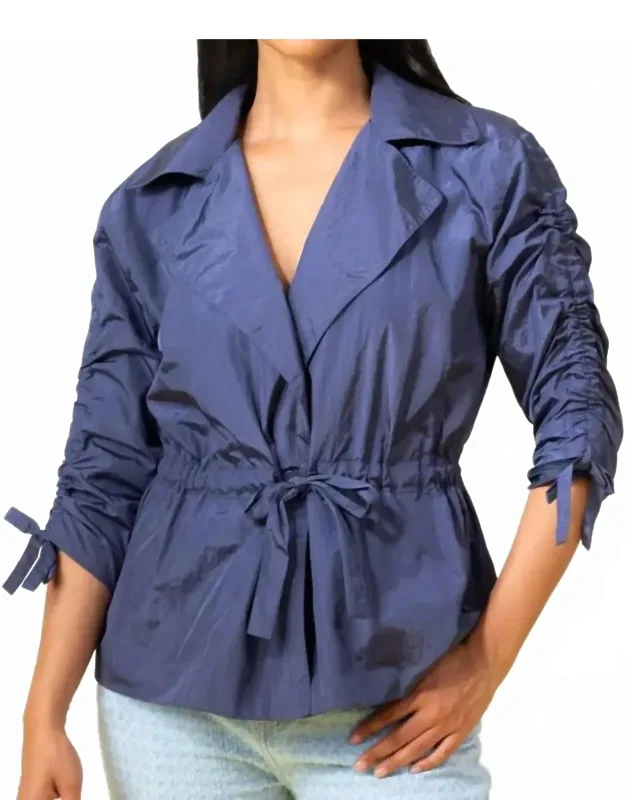 Ruched Sleeve Drawstring Jacket