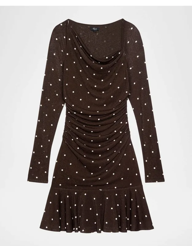 Draped Polka Dot Mini Dress