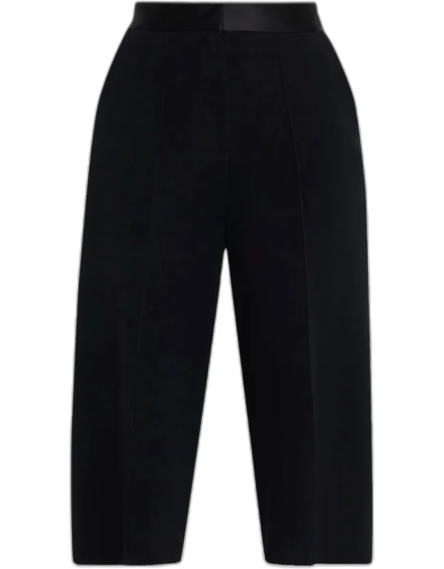 Satin Waistband Straight-leg Cady Crop Pants
