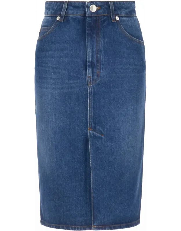 Pencil Denim Midi Skirt