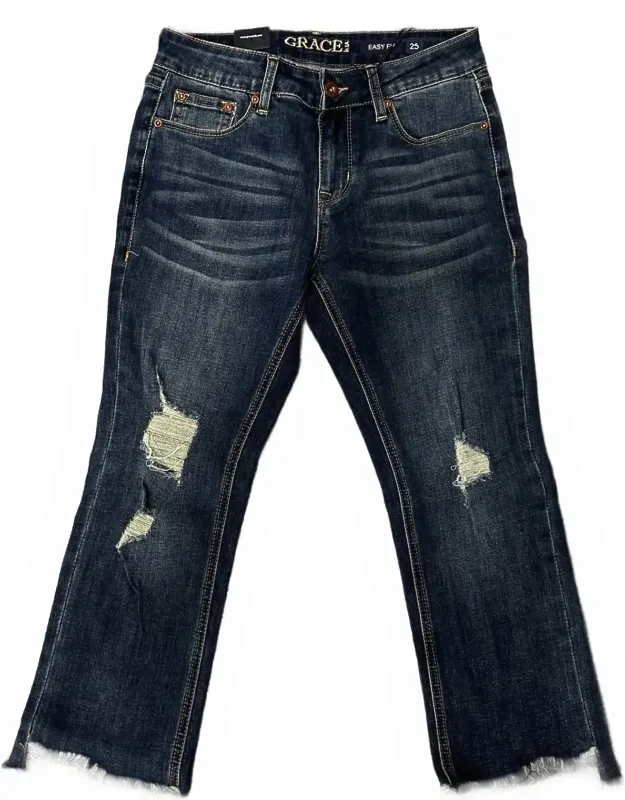 Distressed Denim Capris