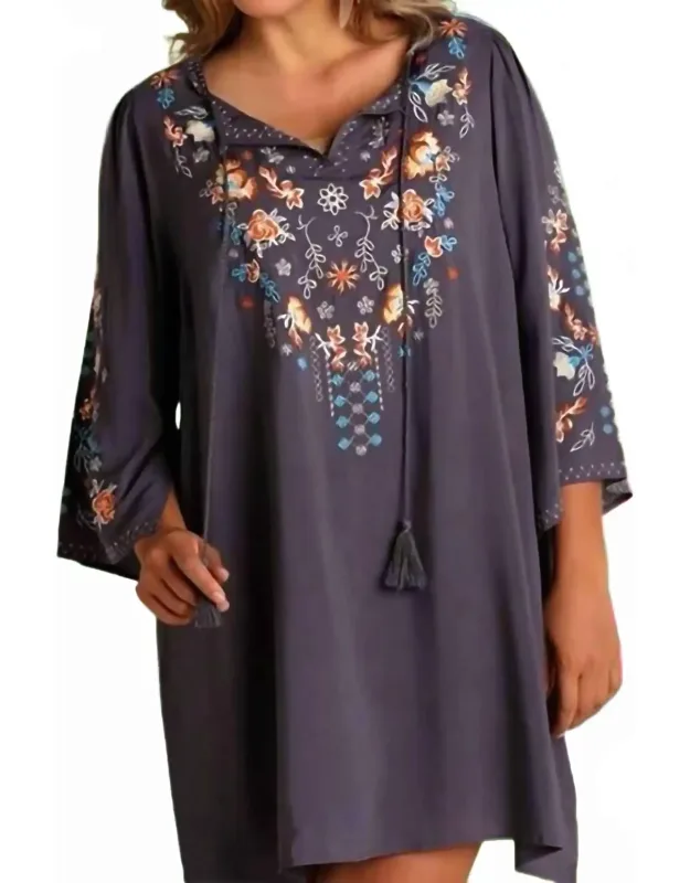 Embroidered Shift Dress