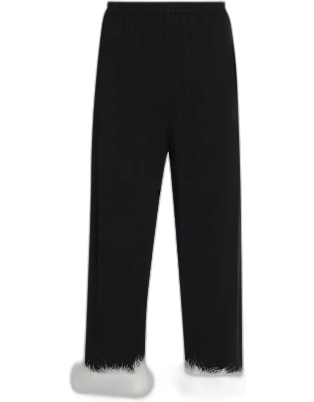 Cropped Feather-cuff Pants