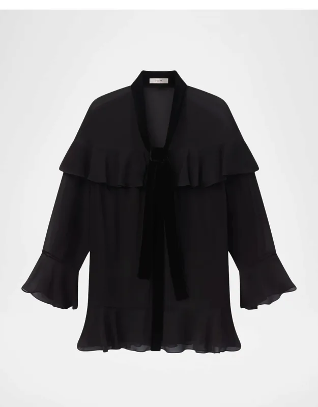 Silk Long-sleeve Mini Dress