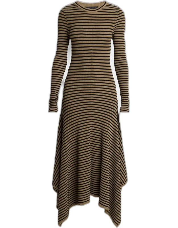 Didi Matte Viscose Velvet Stripe Dress