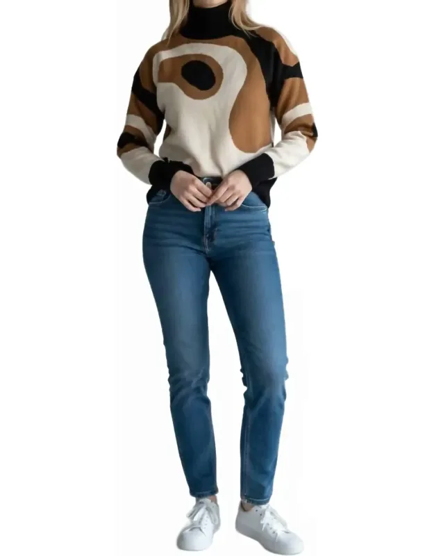 Abstract Knit Turtleneck Sweater