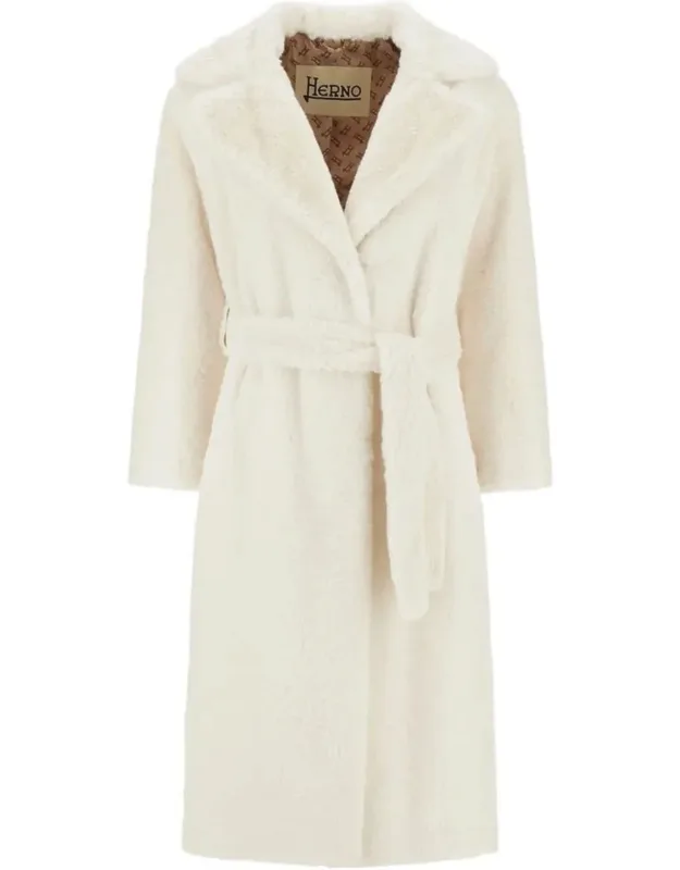 Herno Coat With Adjustable Belt And Long Sleeves