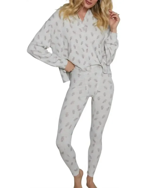 Rib Knit Henley And Long John Pajama Set