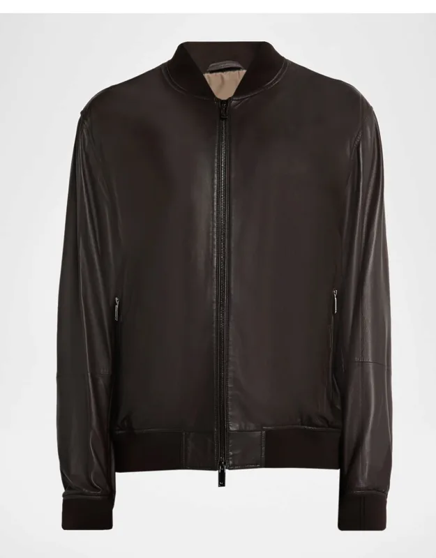 Leather Knit-trim Jacket