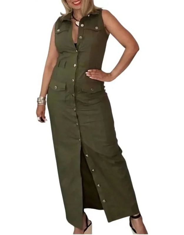Sleeveless Cargo Maxi Dress