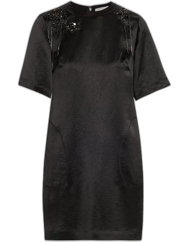 Embellished Applique Mini Shift Dress