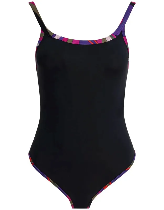 One-piece Swimsuit With Printed Edges