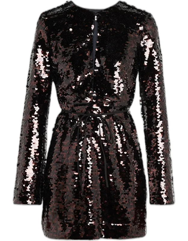 Sequined Long-sleeve Mini Dress
