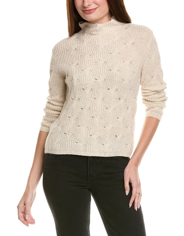 Shaker Cable Funnel Neck Wool & Cashmere-blend Sweater
