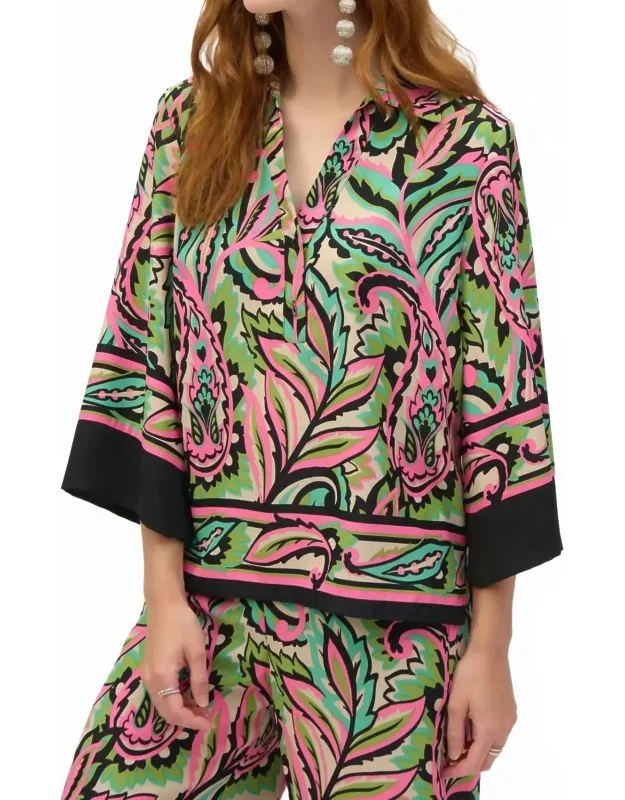 Floral V-neck Buttoned Top