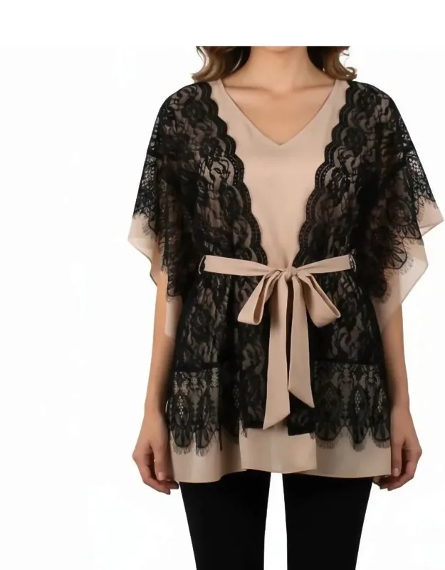 Lace Trim Dolman Sleeve Tunic