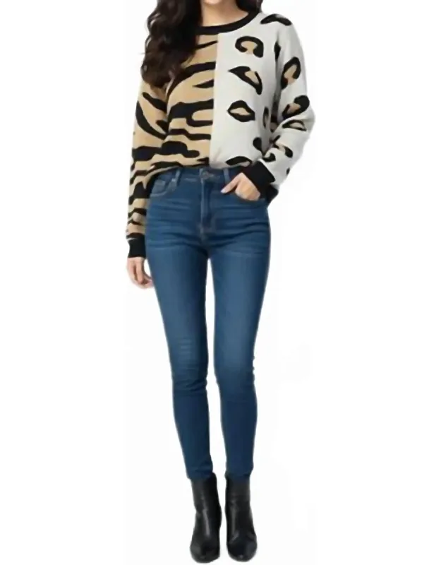 Animal Print Knit Sweater