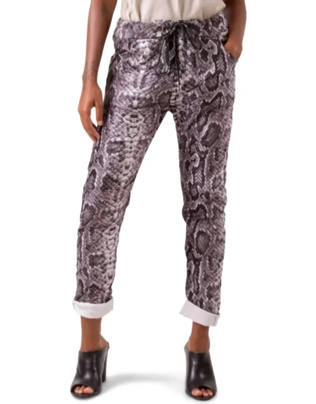 Snake Print Tie-waist Pants