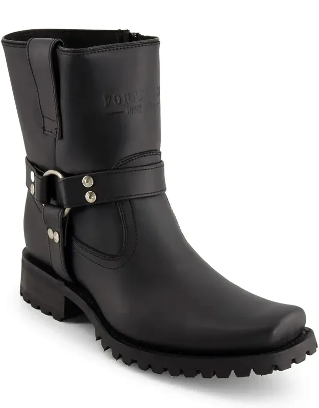 Leather Biker Boots With Zipper Closure