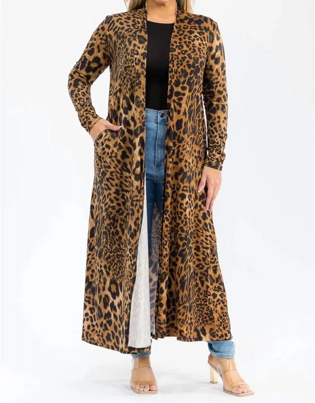 Long Sleeve Maxi Length Open Front Cardigan