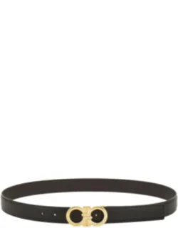 Grained Leather Reversible Gancini Belt