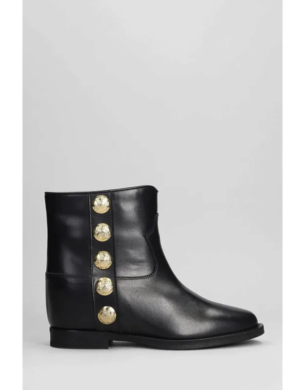 Ankle Boots Inside Wedge, 80mm Wedge, Leather Sole