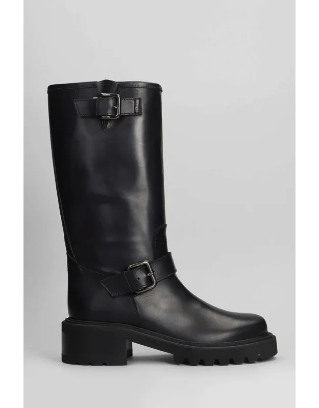 Ankle Boots With Four Buckles And Rubber Sole