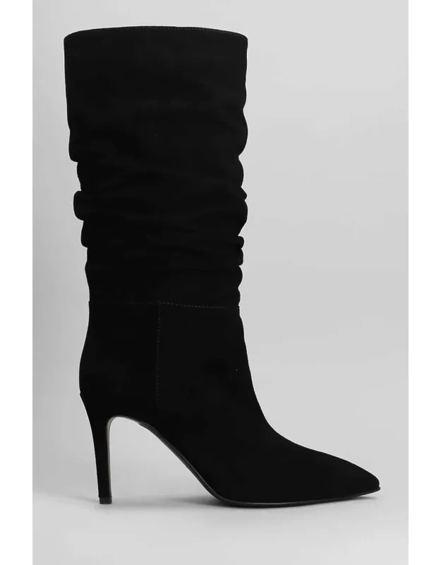 High Heels Boots With Pointed Toe And Slip On